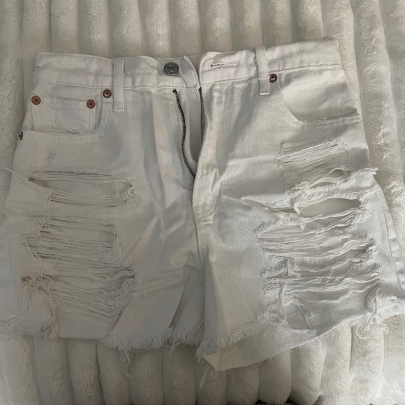 00 White Ripped Amerian Eagle Jean Shorts - Picture 1 of 3